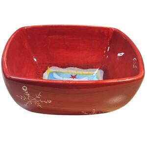Century TM Vintage Christmas Reindeer Ceramic Square Nesting Candy Serving Bowl